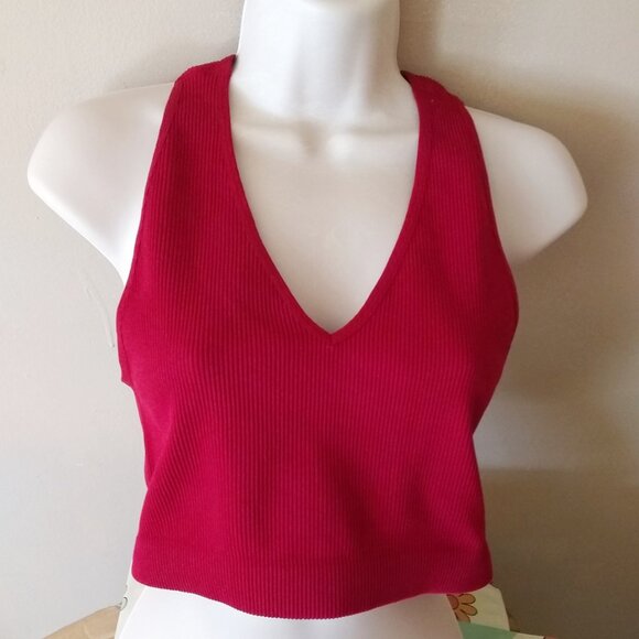 2X/3X Zenana Cranberry Ribbed Crop Top/Bralette/ Sportsbra & Matched Earrings - Picture 4 of 11